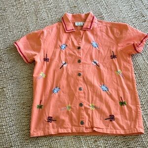Vintage Tropico embroidered button down women’s blouse. (Medium)